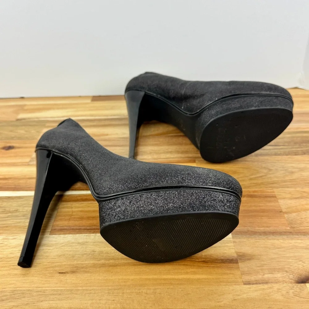 Michael Kors Black Glitter Platform Pumps Heels Party Evening‎ Shoes Womens 10